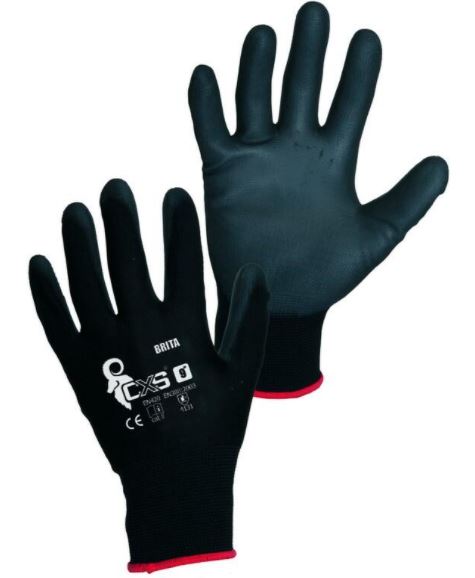 rukavice textil/PU černé/červená 1 pár vel. 9